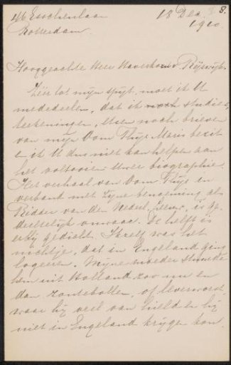 Letter to Pieter Haverkorn van Rijsewijk