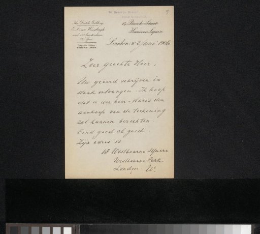 Letter to Pieter Haverkorn van Rijsewijk