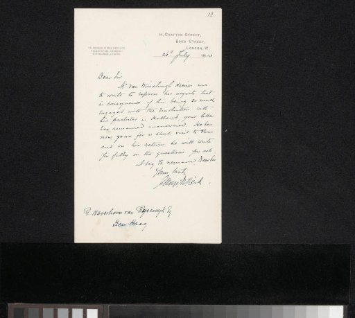Letter to Pieter Haverkorn van Rijsewijk
