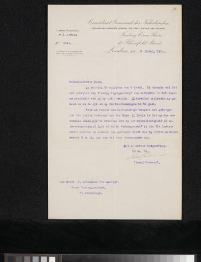 Letter to Pieter Haverkorn van Rijsewijk