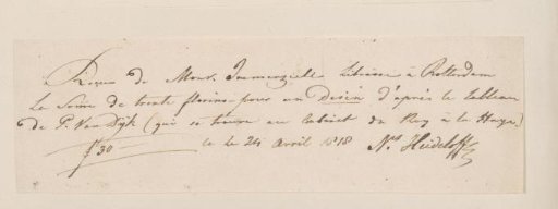 Note to Johannes Immerzeel and two receipts for Nicolaus Heideloff