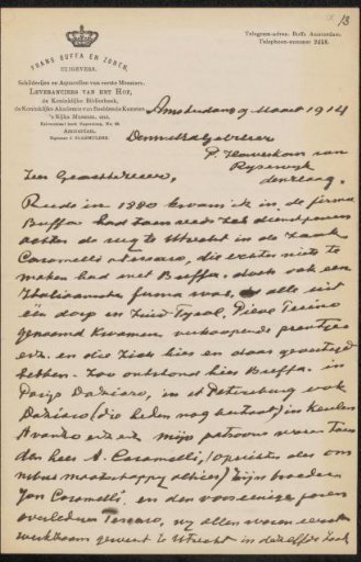 Letter to Pieter Haverkorn van Rijsewijk