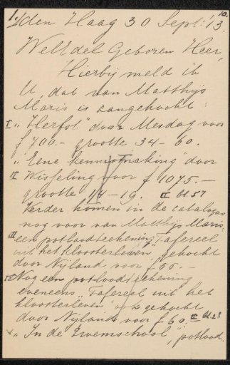 Letter to Pieter Haverkorn van Rijsewijk