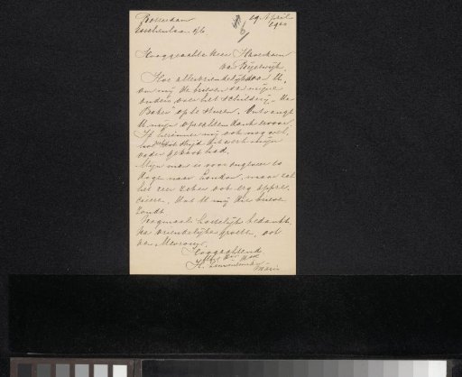 Letter to Pieter Haverkorn van Rijsewijk