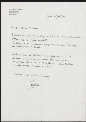 Letter addressed to Peter Schatborn