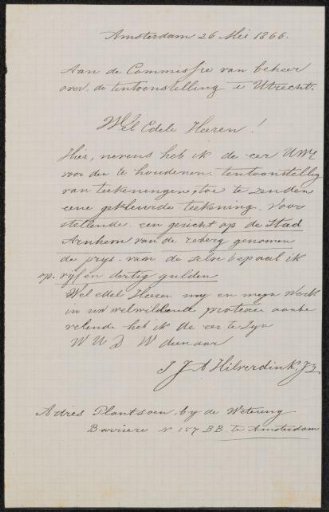 Letter to the committee of the Exhibition of Living Masters in Utrecht