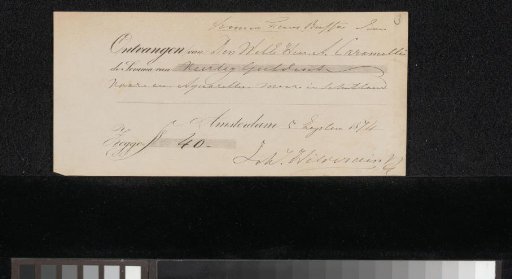 Receipt for Johannes Hilverdink