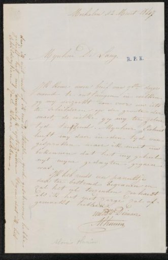 Letter to Mr. de Lang