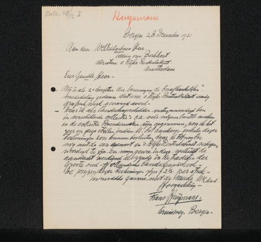 Letter to Mr. Hendrik Teding van Berkhout (1879-1969)