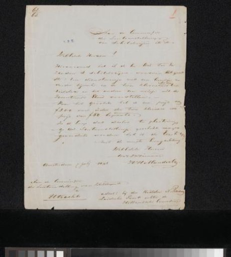 Letter to the Committee of the Exhibition of Living Masters in Utrecht