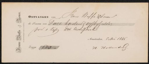 Receipt for Hendrik Hollander Cz.