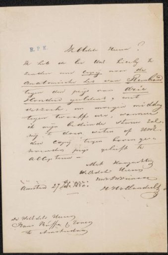 Letter to Frans Buffa and Sons
