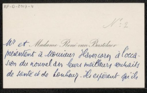 Visiting card to Pieter Haverkorn van Rijsewijk