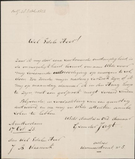 Letter to Jean Baptiste Weenink
