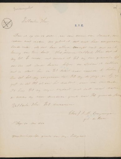 Letter to Christiaan Immerzeel
