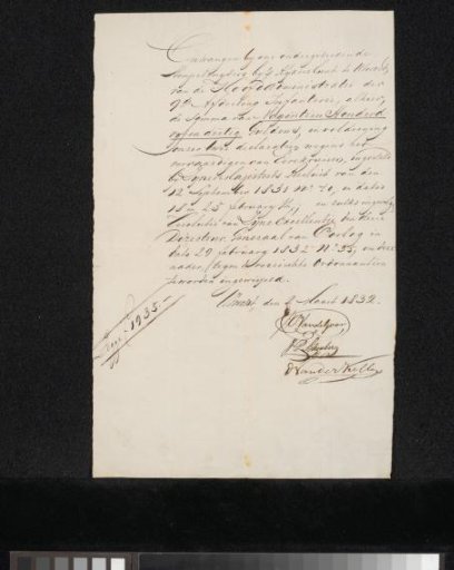 Receipt for Pieter Wautier van de Goor, Johannes Petrus Schouberg and David van der Kellen (1804-1879)