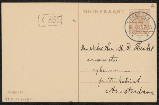 Postcard to Max Dittmar Henkel