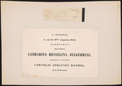 Death notice of Catharina Hesselina Roobol-Jelgerhuis