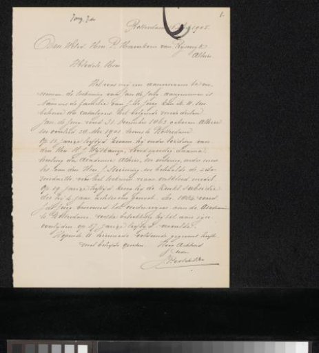 Letter to Pieter Haverkorn van Rijsewijk