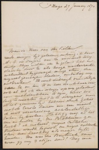 Letter to Mr. Johan Philip van der Kellen