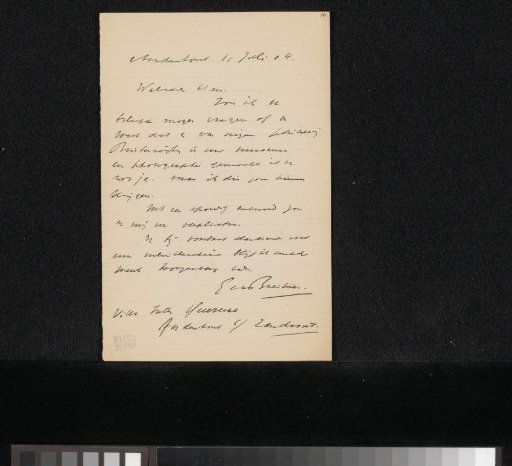 Letter to Pieter Haverkorn van Rijsewijk