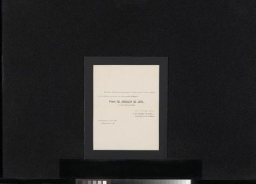 Death notice Pieter de Josselin de Jong