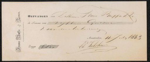 Receipt for Eduard Charles Louis Kalshoven