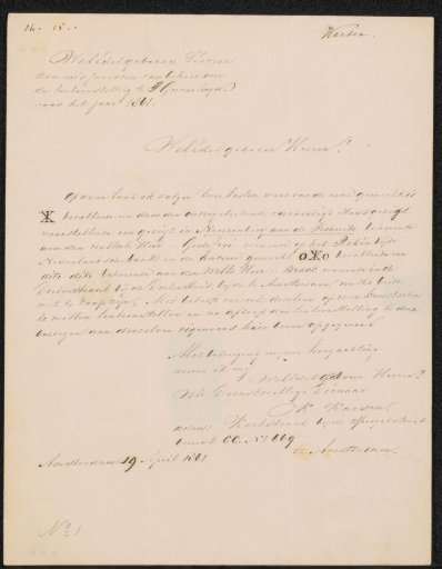 Letter to the committee of the Exhibition of Living Masters in The Hague