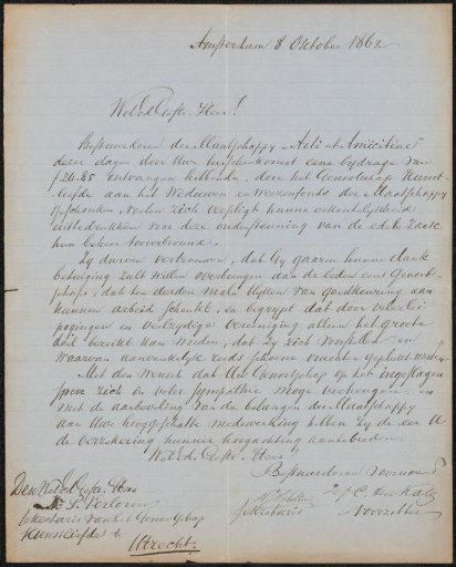 Letter to Pieter Verloren van Themaat, secretary of the Society of Art and Love