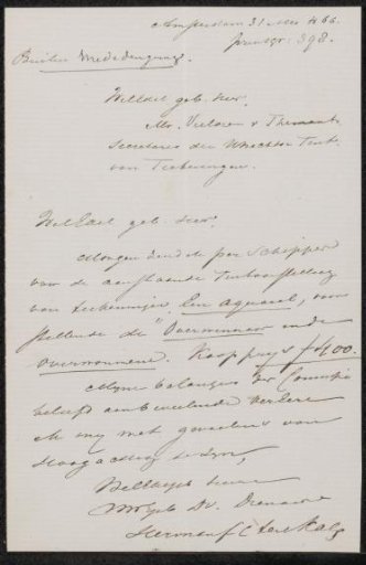 Letter to Pieter Verloren van Themaat