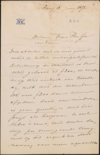 Letter to Frans Buffa en Zonen