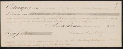 Receipt for Herman Frederik Carel ten Kate