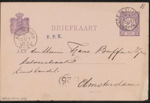 Postcard to Frans Buffa and Sons