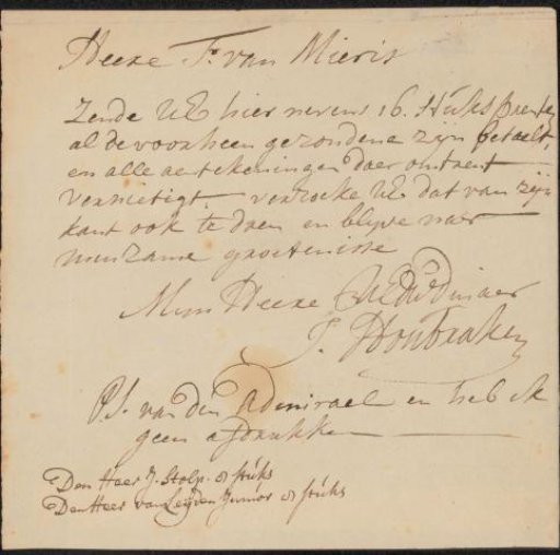 Letter to Frans van Mieris (II)