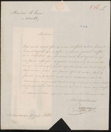 Letter to Christiaan Kramm