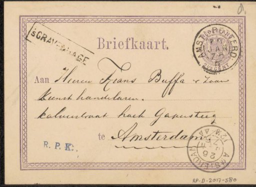 Postcard to Frans Buffa en Zonen