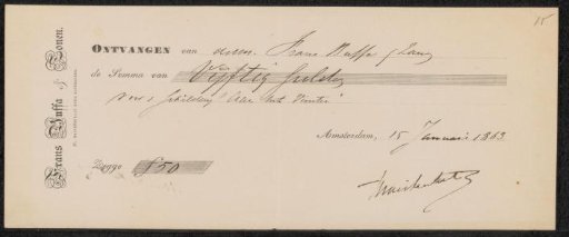 Receipt for Mari ten Kate