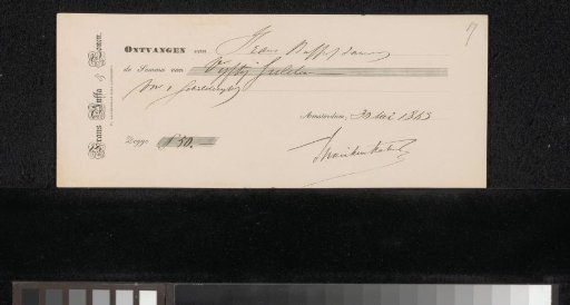 Receipt for Mari ten Kate