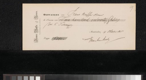 Receipt for Mari ten Kate