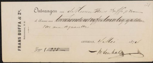 Receipt for Mari ten Kate