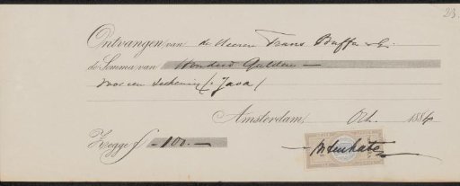 Receipt for Mari ten Kate