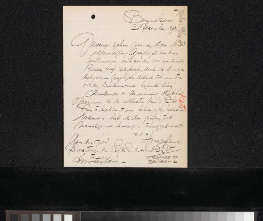 Letter to jonkheer Hendrik Teding van Berkhout (1879-1969)
