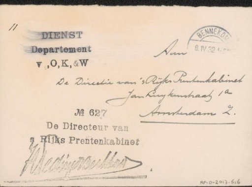 Postcard to jonkheer Hendrik Teding van Berkhout (1879-1969)