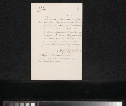 Letter to the adjutant on duty of King William II of the Netherlands