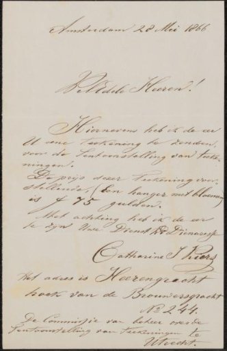 Letter to the committee of the Exhibition of Living Masters in Utrecht