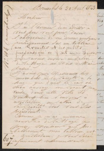 Letter to Jan Willem Pieneman, chairman of Arti et Amicitiae