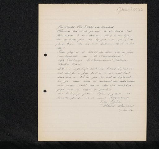 Letter to Jonkheer Hendrik Teding van Berkhout (1879-1969)