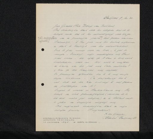 Letter to Jonkheer Hendrik Teding van Berkhout (1879-1969)