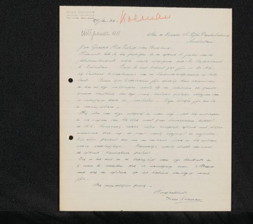 Letter to Jonkheer Hendrik Teding van Berkhout (1879-1969)