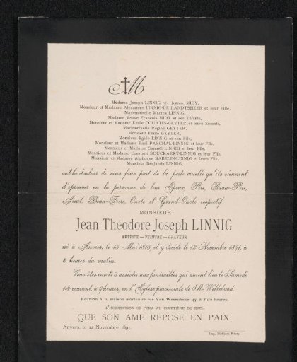 Death notice to Johan Philip van der Kellen